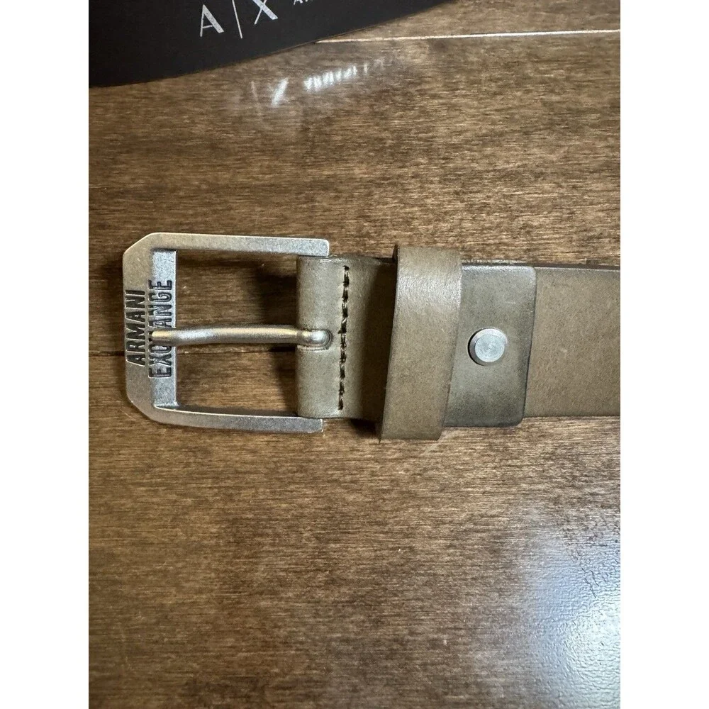 Armani Exchange A|X Genuine Leather Brown Belt One Size XL Made Romania
